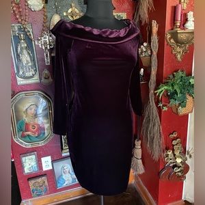 Calvin Klein stretch velvet off the shoulder dress